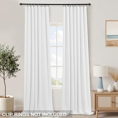 KOUFALL 132 Inch Tall Curtains for Large Window,Pleated Linen White Blackout 11FT 11 FT Curtains for Living Room 2 Panels Set - Image 3
