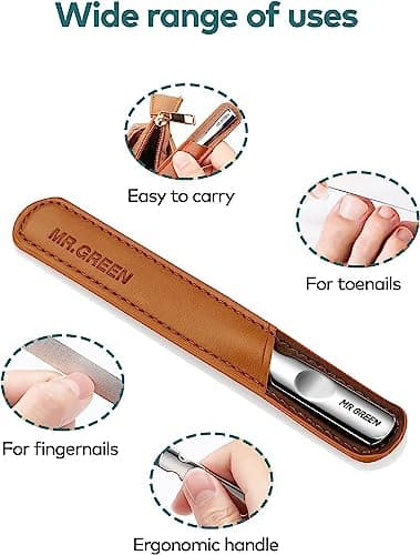 Stainless Steel Nail File with Anti-Slip Handle and Leather Case, Double Sided and Files Nails Easily for Men and Woman - Image 7