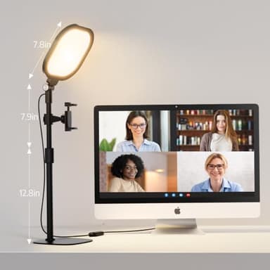 LitONES 2Pcs Desktop Video Conference Lighting for Zoom Meeting, Computer, Laptop, Work from Home with Nature Soft Light, Adjustable Brightness & Color Temp and Flexible Stand & Versatile Phone Holder - Image 4