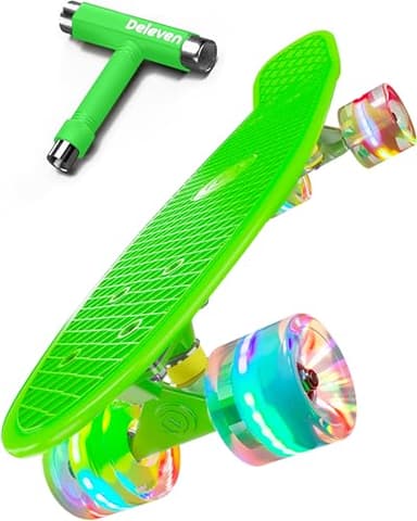 Deleven 22" Skateboard with Bright LED Wheels, Skate Tool, ABEC 7 Bearings - for Kids Beginners Adults - Image 1