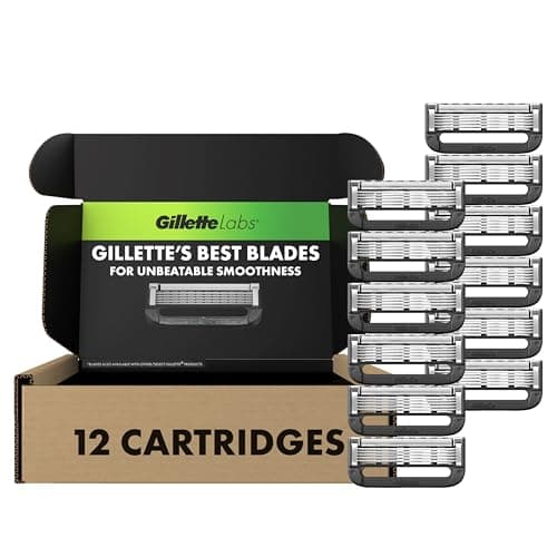 GilletteLabs Razor Blade Refills, 12ct Razor Cartridges, Razor Refills for Men Compatible with GilletteLabs Exfoliating Bar Razor and Heated Razor - Image 1