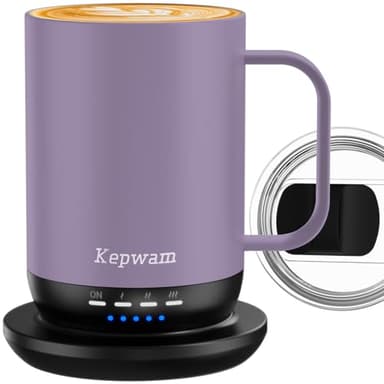 Kepwam Self Heating Coffee Mug 16oz - Fast Heating & Ultra Long-Lasting Battery Life, Heated Coffee Mug Up to 149℉ - Touch & App Controlled Coffee Mug, Birthday Gifts for Women and Men - Image 1