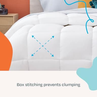 LINENSPA White Down Alternative Comforter and Duvet Insert - All-Season Comforter with Box Stitch and 8 Duvet Loops - Bedding for Kids, Teens, and Adults - Queen - Image 4