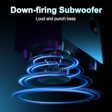 Nylavee Computer Speakers with Subwoofer, 2.1 Hi-Fi PC Speakers System with 6 Lighting Modes, Enhanced Bass, Plug and Play, USB/USB-C Powered and 3.5mm Aux in for Desktop, Monitor, Laptop, Tablet - Image 3