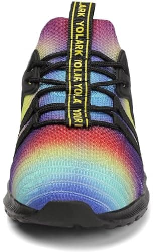 YOLARK Boys Girls Sneakers for Kids Non-Slip Tennis Shoes Fashion Lightweight Breathable Running Sport Athletic(Rainbow Big Size 4) - Image 3