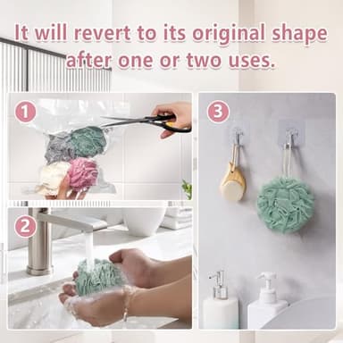 Rnoafmu Shower Loofah Bath Sponge, 60G Loofah Exfoliating Body Scrubber, 4 Color Mesh Shower Pouf Balls for Body Wash (Ice Cream) - Image 7