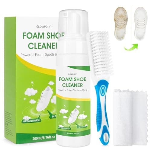 GLOWPOINT White Shoe Cleaner Foam – 6.76 oz Sneaker Cleaning Kit with Brush & Towel – Foam Shoe Cleaner for White Sneakers, PU Leather, Mesh & Fabric - Image 1