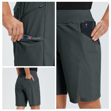 baleaf Women's Hiking Long Shorts 9" Quick Dry Hiking Bermuda Cargo for Curvy Lightweight Knee Length Shorts Pockets Dark Grey Size XL - Image 3