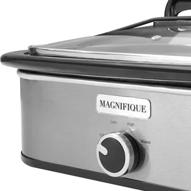 4-Quart Slow Cooker with Casserole Manual Warm Setting - Perfect Kitchen Small Appliance for Family Dinners, Dishwasher Safe Crock, Stainless Steel - Image 2