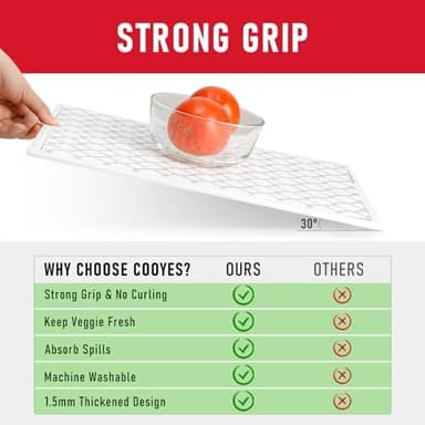 Cooyes Non Slip Refrigerator Liners, 2-in-1 Fridge Mats and Fresh-Keeping Shelf Liners, Absorbs Excess Moisture, BPA-Free, Multiple Sizes for Glass Shelves Kitchen Cabinets Drawers, 6 Pack, 12" × 24" - Image 5