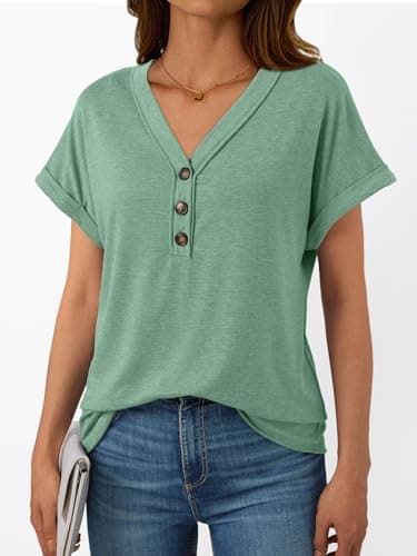 AUTOMET Short Sleeve V Neck T Shirts Womens 2025 Summer Spring Fashion Business Casual Dressy Cute Lightweight Loose Fit Work Tshirts Ladies Blouses Henley Tops Clothes Outfits Clothing - Image 6