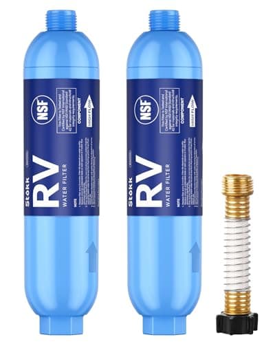 Stokk RV Water Filter with Flexible Hose Protector, NSF Certified, Inline Water Hose Filter for Garden, Camper and Pool, Greatly Reduces Bad Taste, Chlorine, Odor, Rust and Sediment, 2 Pack - Image 1