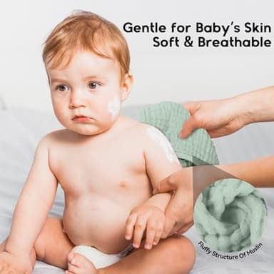 Unnivoll Muslin Burp Cloths for Baby 100% Cotton Burping Cloths for Boys Girls Large 20''X10'' Extra Soft and Absorbent 12 Pack - White and Green - Image 4