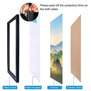 HUKONHEP 15x20 Black Picture Frames, Photos Frame with Plexiglass, Wall Gallery Photo Frames, Horizontal and Vertical for Wall Mounting, Home Office Decoration - Image 2