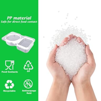 JEFBURCH 16Pcs Double Compartment Snack Containers, Reusable with Lid, 2 Compartment Lunch Box, Travel Size Condiments, Sauce Containers - Image 6