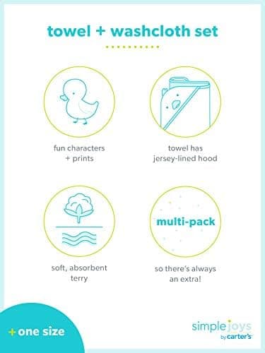 Simple Joys by Carter's Baby Girls' 8-Piece Towel and Washcloth Set, Pink Flamingo/White Unicorn, One Size - Image 10