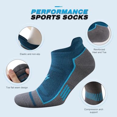 Cirorld Mens Ankle Running Socks, Athletic Cushioned Low Cut Moisture Wicking Cotton Short Sports Socks, 6 Pairs - Image 9