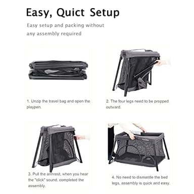 Pamo Babe Travel Crib - Lightweight Baby Playpen with Bassinet, Portable Mini Playard - Image 6