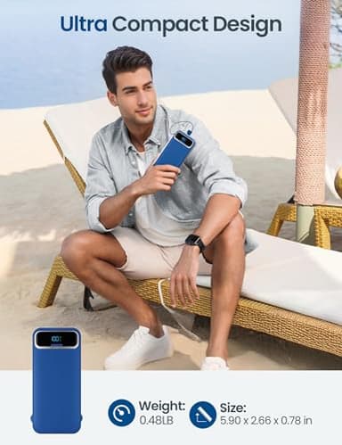 12000mAh Lightweight-Portable-Charger-Power-Bank with Built-in Cables and AC Wall Plug, PD20W USB-C Fast Charging Battery Pack, LED Display External Travel Phone Charger for All iPhone,Samsung,Android - Image 8