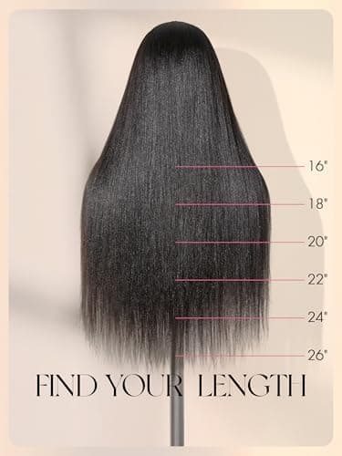 LUVME HAIR Half Wig Yaki Straight Flexi-Fit Invisi 3 in 1 Wigs Flip Drawstring Wig 200% Density Glueless Wigs 100% Human Hair Natural Black Ready to Go Headband Wig for Women 18 Inches - Image 7