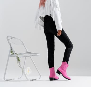 Vepose Women's Pink Cowboy Boots Western Cowgirl Boots for Women 9815 Embroided Square Toe Pull on Ankle Booties with Inside Zipper Size 7 (CJY9815 Pink 07) - Image 4