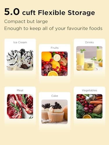 F.W.WOOLWORTHS 5.0 Cu.Ft Chest Freezer, Deep Freezer Adjustable 7 Thermostat, Compact Freezer with Removable Basket for Kitchen, Home, Office, Basement, RVs-Black - Image 4