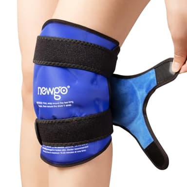 NEWGO Ice Pack for Knee Injuries Reusable, Knee Ice Pack Wrap Around Entire Knees for Replacement Surgery Recovery, Gel Cold Pack Wrap for Meniscus Tear, ACL, Swelling Pain Relief - Blue - Image 1