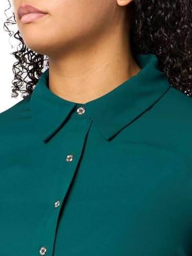 Tommy Hilfiger Women's Suits Long Sleeve Shirt with Pleated Sleeves, Forest, M - Image 6