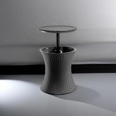 Keter Pacific Cool Bar Outdoor Patio Furniture and Hot Tub Side Table with 7.5 Gallon Beer and Wine Cooler, Dark Grey - Image 2