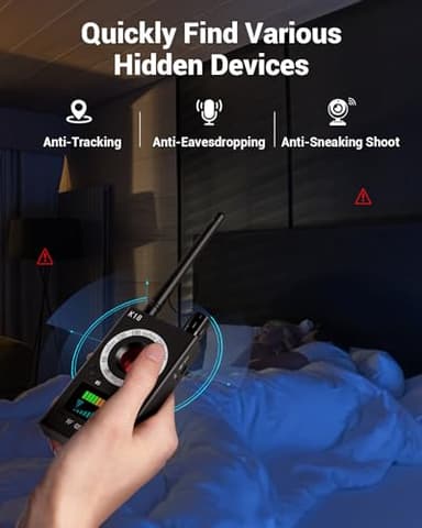 Hidden Camera Detectors, Anti Spy Camera Finder, GPS Tracker Detector, Hidden Devices Detector for Airbnb, Hotels, Bathroom, Home, Office (Black) - Image 2