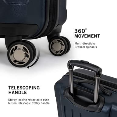 Kenneth Cole REACTION Renegade Luggage Expandable 8-Wheel Spinner Lightweight Hardside Suitcase, Navy Blue, 28-Inch Checked - Image 4