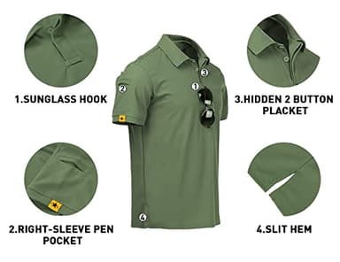V VALANCH Men's Polo Shirts Green Golf Shirts Moisture Wicking Shirts for Men Short Sleeve Summer Hiking Shirts,Green,2XL - Image 4
