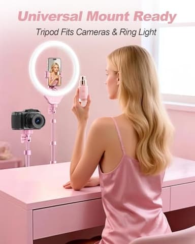 UBeesize 12'' Selfie Ring Light with 62’’ Tripod Stand for Video Recording, Live Streaming(YouTube, Instagram, TIK Tok), Compatible with Phones, Cameras and Webcams Pink - Image 3