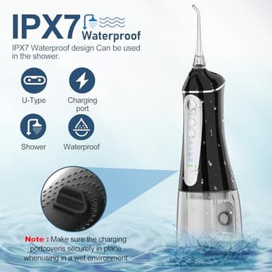 Water Dental flosser for Teeth Cleaning - Rechargeable Cordless Oral Irrigator 4 Modes 6 Tips IPX 7 Waterproof Portable Teeth Cleaner Pick for Home Trave - Image 5