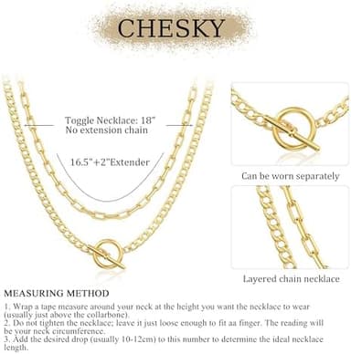 CHESKY Layered Necklaces for Women, 14K Gold Plated Chain Necklace Women Trendy Cuban Link Paperclip Chain Toggle Clasp Necklace Fashion Chunky Jewelry for Women - Image 5