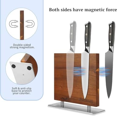 Strong Magnetic Knife Block - Magnetic Knife Holder for Kitchen Organization, Knife Block with Powerful Magnet (Square steel bottom knife block） - Image 4