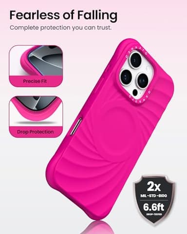 ORNARTO Vortuxe for iPhone 16 Pro Max Case 6.9" | 2X MIL-STD Drop Protection | Compatible with MagSafe | Sleek Aesthetic Liquid Silicone Phone Cover - Hot Pink - Image 3