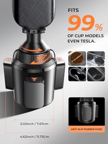 LISEN Cup Holder Phone Holder [No Shaking] Phone Holder for Car, 360° Adjustable iPhone Holder Car Accessories for Women Truck Jeep Golf for iPhone 17 Pro Max 16 15 14 13 Samsung S25 All 4-7'' Phone - Image 6