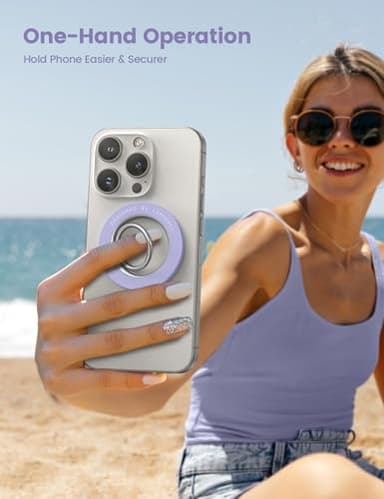 Magnetic Phone Ring Holder for Mag Safe - Lamicall Magnetic Finger Phone Ring Stand Holder, Magnet Ring Grip, Compatible with iPhone 14 Plus 13 12, Pro, Pro Max, Mini, Mag Safe Accessories, Violet - Image 2
