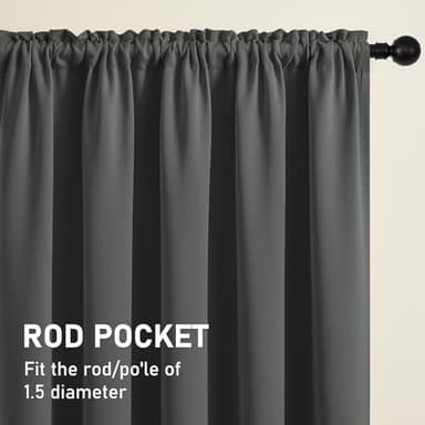 CUCRAF Blackout Curtains 84 inches Long for Living Room, Dark Grey Room Darkening Window Curtain Panels, Rod Pocket Thermal Insulated Solid Drapes for Bedroom, 52x84 inch, Set of 2 Panels - Image 2