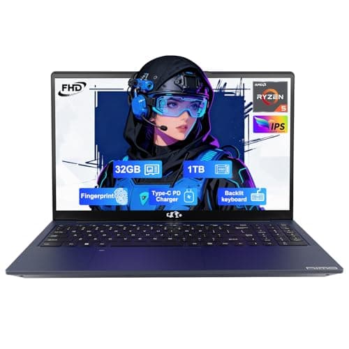 NIMO 15.6'' IPS FHD-Student-Laptop, 32GB RAM 1TB SSD AMD Ryzen 5(Beat i5-1135G7, 4 Cores Up to 3.7GHz) Computer with 65W Type-C, 2 Years Warranty, Fingerprint, Backlit Keyboard, BT5.2, Numpad, Blue - Image 1