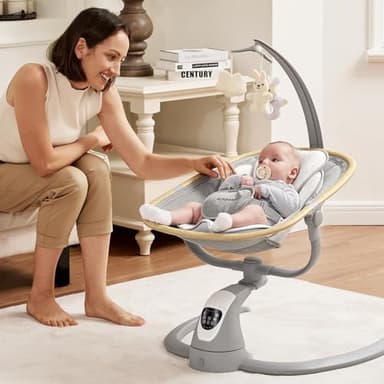 Angelbliss Baby Swing with Cry Detection, Electric Swing - Side-to-Side & 180 Rotation, for Infants & Toddlers (Grey) with 5 Speeds - Image 6