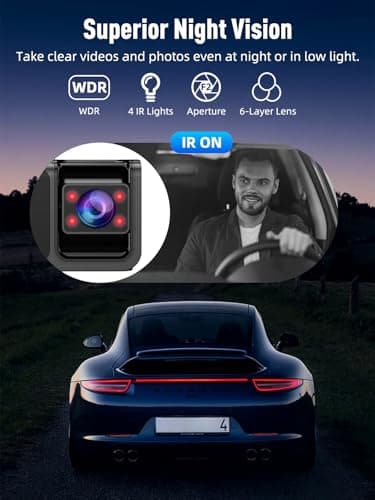 3 Channel 5G WiFi Dash Cam, 4K+1080P+1080P Dash Cam Front and Rear Inside with 64GB Card, 3.16” IPS Screen, G-Sensor, Loop Recording, Parking Monitor, 170° Wide Angle, IR Night Vision, WDR, Silver - Image 7
