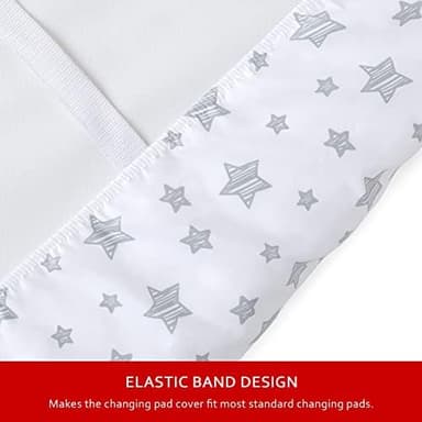 Changing Pad Cover for Boys Girls 2 Pack, Lovely Print Soft Unisex Diaper Change Table Sheets, Fit 32"x16" Contoured Pad, Comfy Cozy 2-Pack Cradle Sheets, Grey & White - Image 4