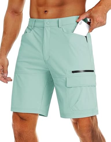 MAGCOMSEN Quick Dry Shorts Men Hiking Summer Shorts Cargo Work Shorts Outdoor Fishing Shorts Light Lake Blue,30 - Image 1