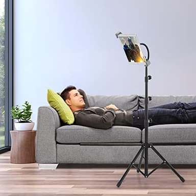 LIUGAST Tripod Stand for Ipad,Gooseneck 65-inch Floor Stand for Tablet,Floor Stand for iPad Tripod with 360° Rotating Mount for Mini, Air, Pro and All 4.7-11.9 Inch Tablet and Phone - Image 9