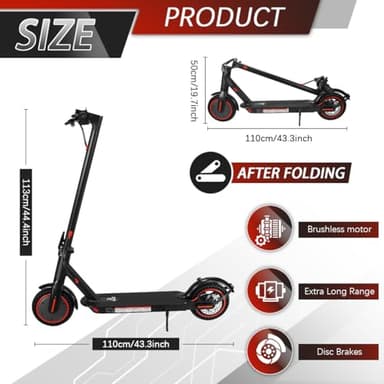 8.5-inch Foldable Adult Electric Scooter with APP, 350W Motor, 7.8/10.4Ah Lithium Battery, Max 17-21 Miles Long Range, 18Mph Top Speed Kick Scooter (10.4Ah for 23 Miles) - Image 7