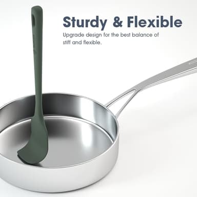 ChefAide 5 Pieces Silicone Spatula Set, Food Grade Rubber Spatula, Upgrade Strong Handle with Ergonomic Grip, Heat Resistant Up to 600°F for Nonstick Cookware, Cooking - Image 4