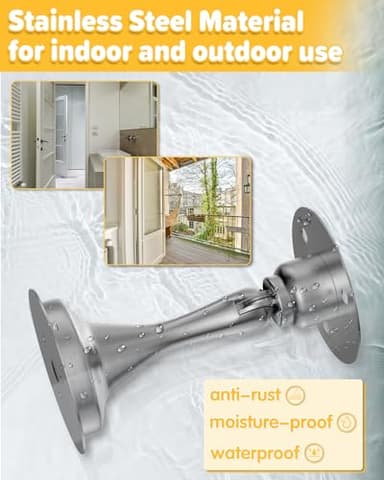 Door Stoppers Magnetic Door Catch - 2 Pack Stainless Steel Heavy Duty Door Holder Stops for Bottom Top of Door - Wall Floor Mounting No Drill 3M Adhesive & Screws Strong Magnet Keep Door Open(Silver) - Image 4