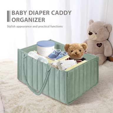 POXXU Baby Diaper Caddy Organizer and Storage,Diaper Bag,Baby Shower Gifts,Nursery Diaper Storage Bin and Car Organizer for Diapers and Baby Wipes,Newborn Essentials Must Haves - Image 3